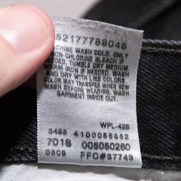 y2k Levis 505 Regular Fit Black Straight Leg Mens Denim Jeans 33x29 Grunge Skate - Picture 5 of 7